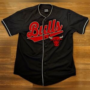 Retro Chicago Bulls Baseball Jersey Men's Large Black/Red